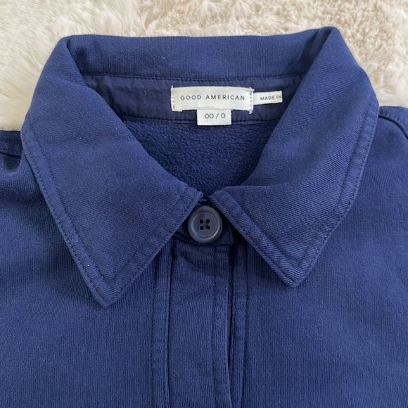 Good American Fleece Jacket in Blue Rinse Size 00/0 - Picture 10 of 14